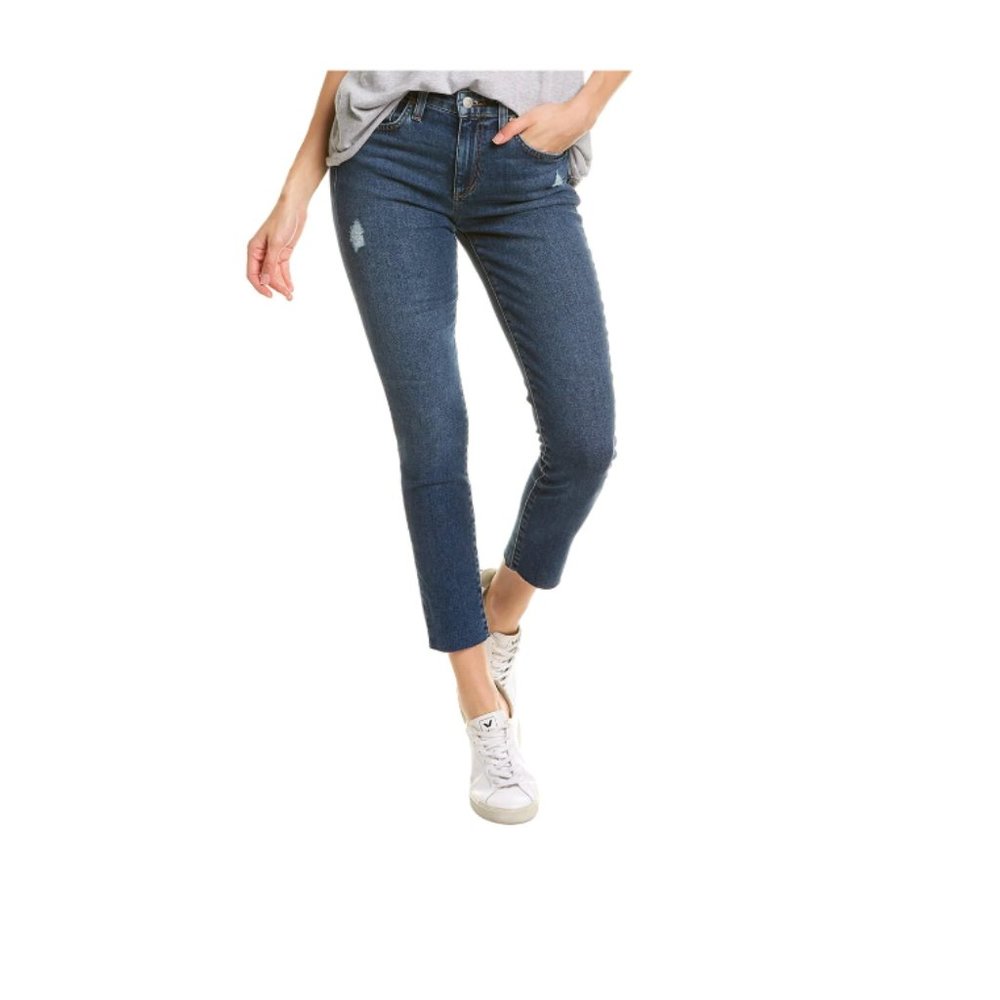 JOE'S Mid Rise Distressed Raw Hem Skinny Crop Jeans in Yukon Size 24